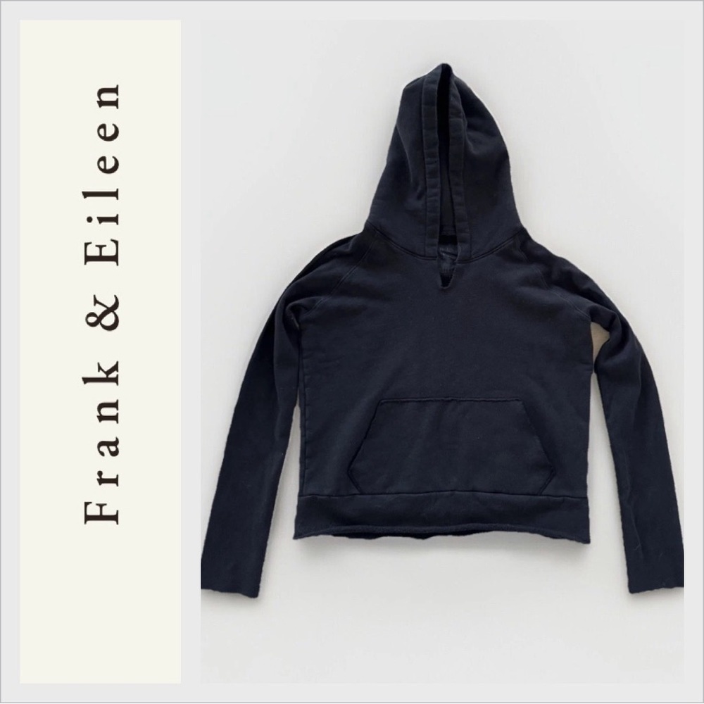 Frank & Eileen Tee Lab Hoodie Raw Edge Distressed Black S